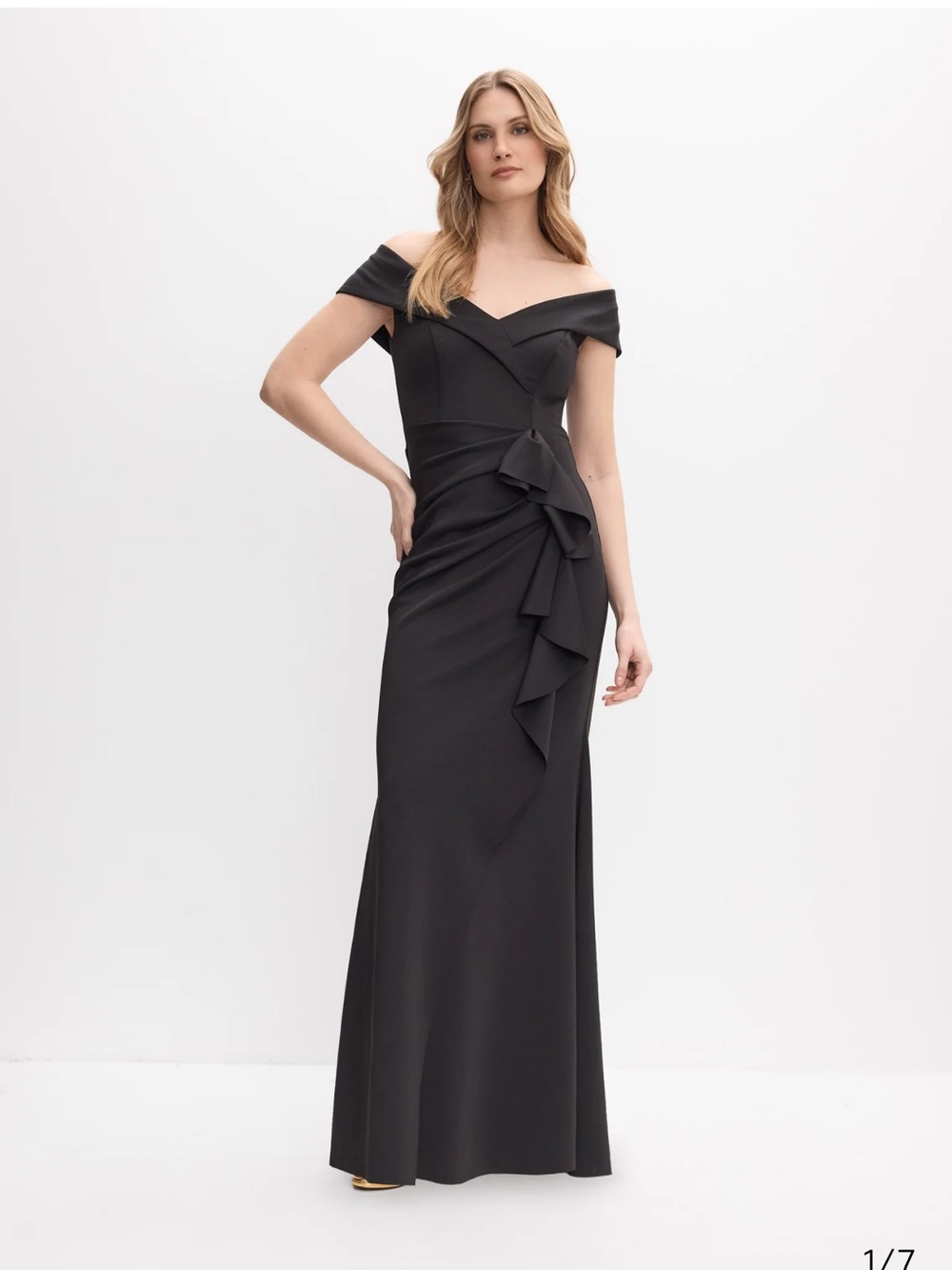 BA Nites - Off-The-Shoulder Ruffle Dress - Picture 2 of 3